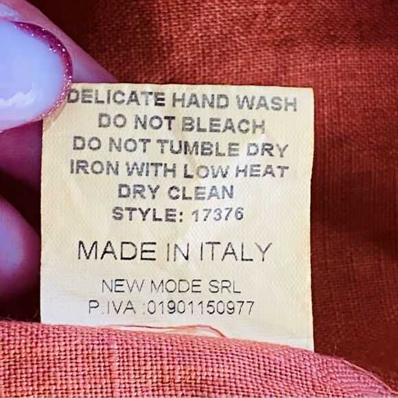 Bella Urbia Made In Italy 100% Linen Orange Oversized Tunic Blouse Sz M - Picture 7 of 10